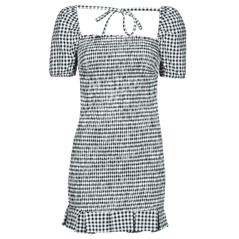GUESS Aida Smocked Gingham Mini Dress